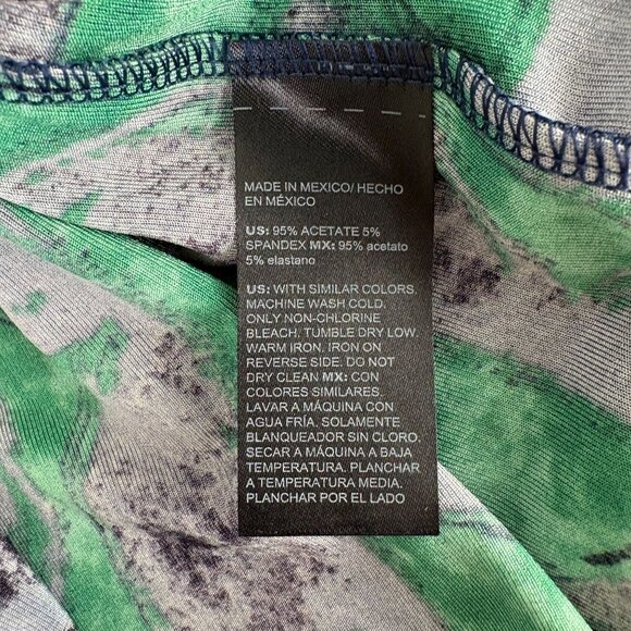 Chicos Cardigan Size 1 US M Green Blue Geometric Open Front Slinky 3/4 Sleeve - Picture 5 of 10